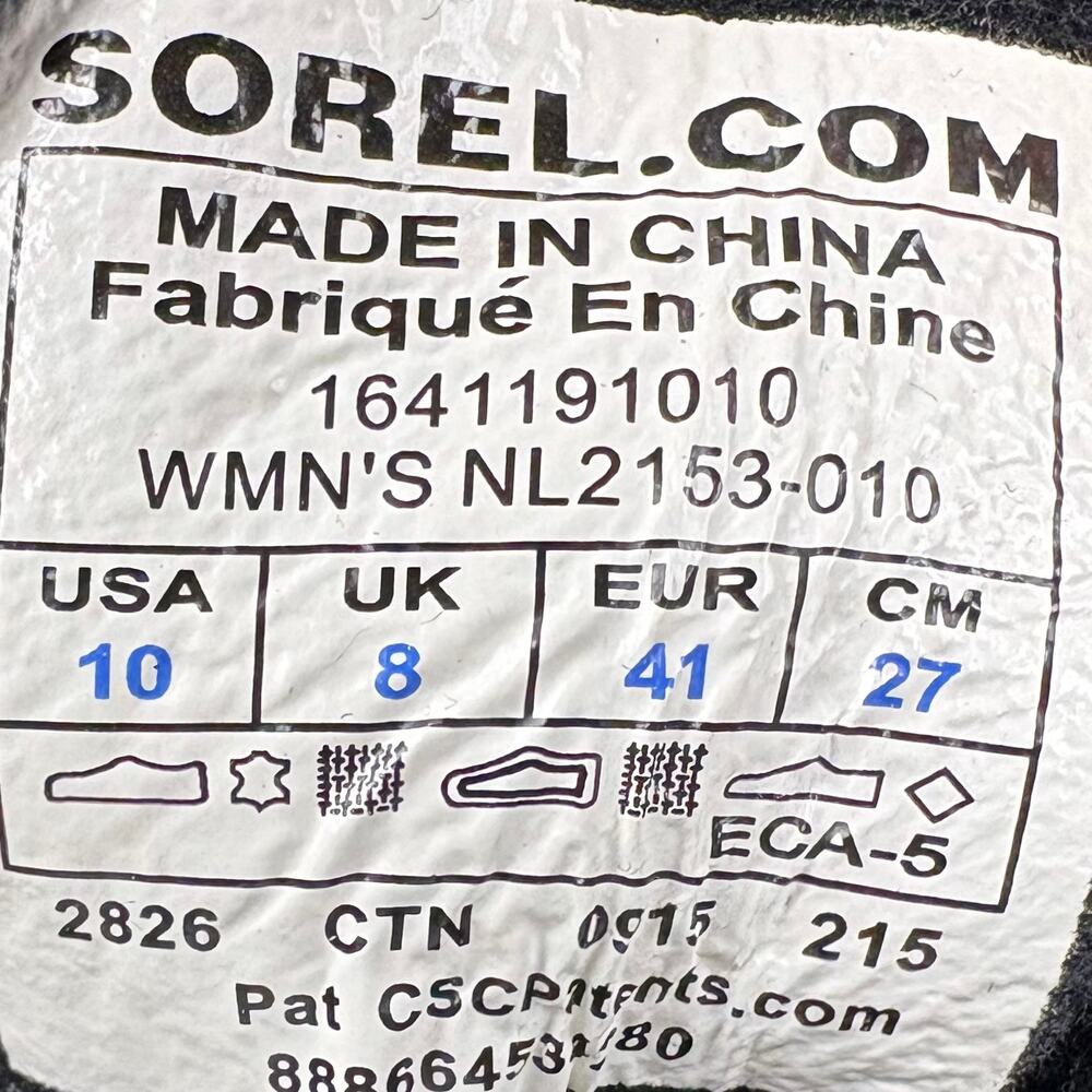 Sorel Womens Slimboot Herringbone Lace Up Waterproof Boots Black Leather Size 10 - Picture 5 of 10
